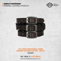 Harley-Davidson® Men's Traditional Three Genuine Leather Cuff Set - Black