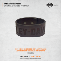 Harley-Davidson® Men's Embossed H-D Adjustable Leather Cuff Bracelet Wristband