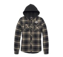 Bar & Shield Flannel Shirt Jacket w/ Removable Hood
