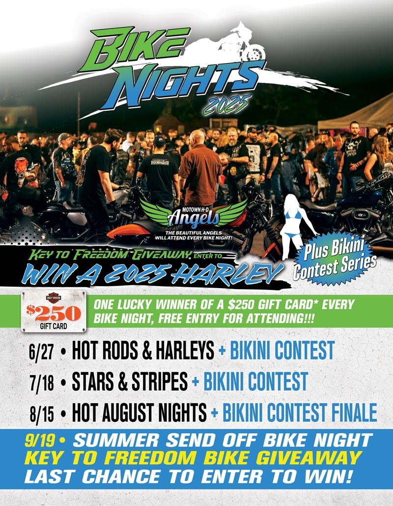 2025 Bike Night Schedule | Key to Freedom Giveaway | Motown Harley