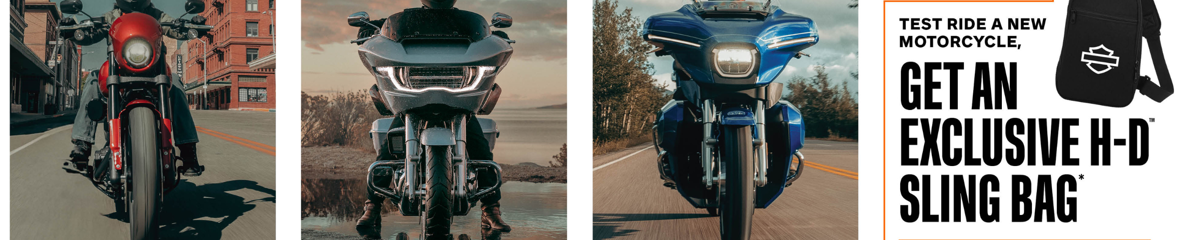Summer Test Ride, Demo a 2025 and get a Harley Sling Bag