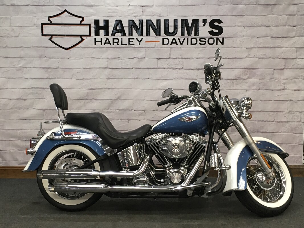 2005 Harley-Davidson Softail Deluxe Glacier White and Chopper Blue FLSTNI