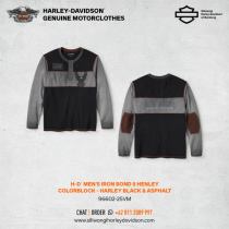 Men's Iron Bond II Henley - Colorblock - Harley Black & Asphalt