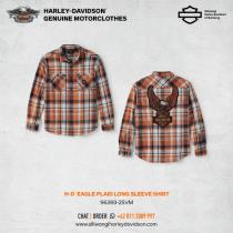 Harley-Davidson® Men's Eagle Plaid Long Sleeve Shirt, Orange