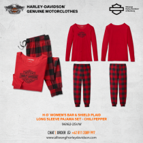 Women's Bar & Shield Plaid Long Sleeve Pajama Set - Chili Pepper