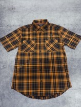 SHIRT-WOVEN,BLACK/ORANGE PLA