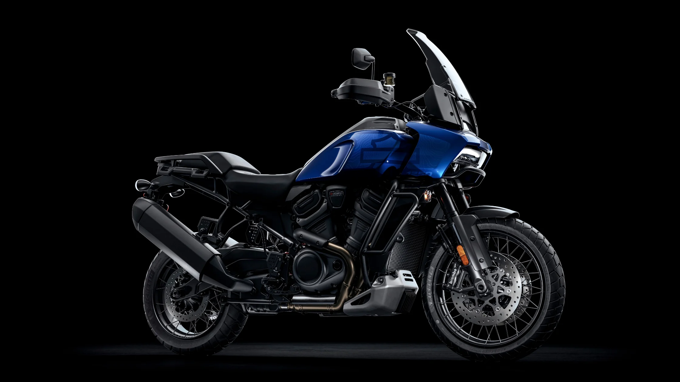 2025 H-D® Pan America® 1250 Special adventure bike with blue tank and spoke wheels