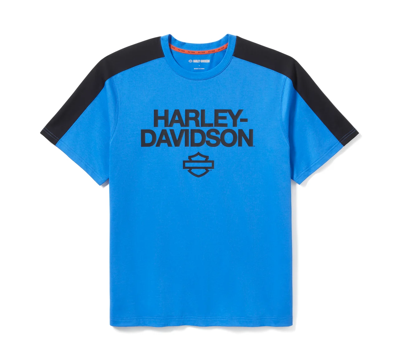 メンズ・H-D®テッククールマックス・Tシャツ・カラーブロック・ネビュラスブルーXハーレーブラック