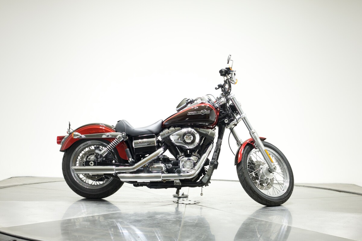 2012 Harley-Davidson FXDC Dyna Super Glide Custom in Ember Red Sunglo/Merlot Sunglo with 12547 miles