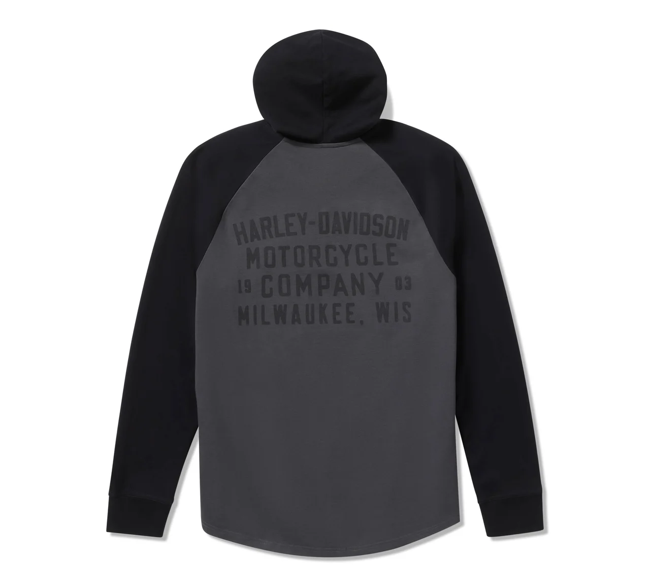 HDMC Raglan Henley majica sa kapiljačom - Colorblock - Asphalt & Harley Black