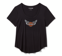 WOMEN'S WINGED BLING SCOOP NECK TEE