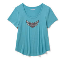 WOMEN'S WINGED BLING SCOOP NECK TEE