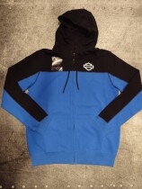 HOODIE-KNIT,BLUE/BLACK COLOR