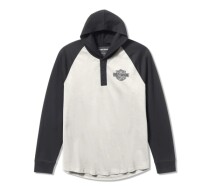 メンズ HDMC®ラグランヘンリーフード付きロングスリーブTシャツ