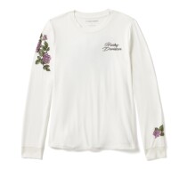 Women's Rose & Thorn Bling Long Sleeve Top - Cloud Dancer