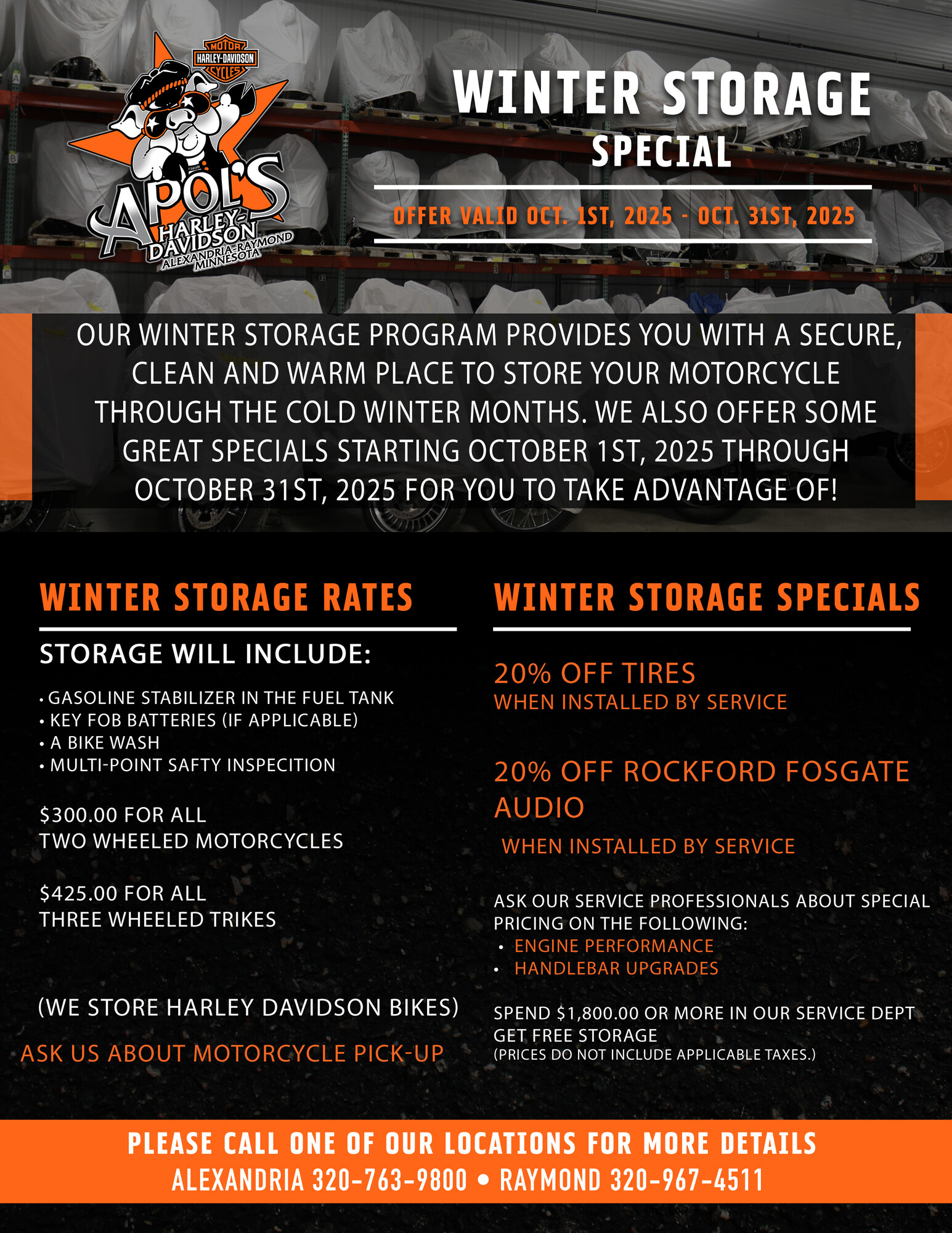 Winter Storage | Apol's Harley-Davidson