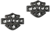 Harley-Davidson ženske srebrne naušnice Boxed Bar & Shield Stones Stub
