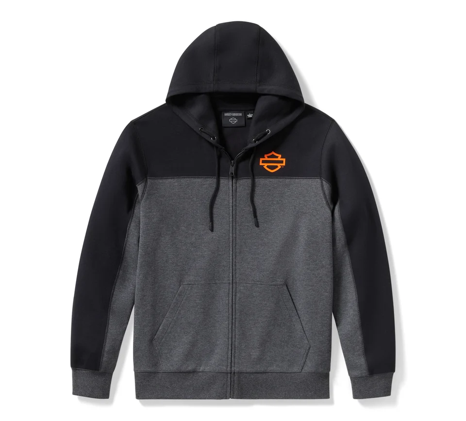 Men's H-D® TECH Gaiter Full Zip - Colorblock - Charcoal Grey Heather (B65) & Harley Black