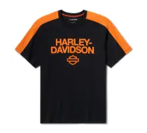 Men's H-D® TECH Coolmax® Tee - Colorblock - Harley Black & Harley Orange