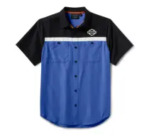 Men's H-D® TECH Vented Shirt - Colorblock - Nebulas Blue & Harley Black