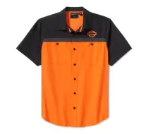 Men's H-D® TECH Vented Shirt - Colorblock - Harley Orange & Harley Black