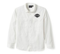 Men's Bar & Shield Solid Long Sleeve Shirt - Bright White