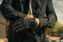 Willie G Skull Graphic Leather Riding Gloves