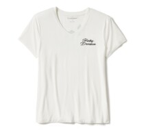 Women's Rose & Thorn Bling V Neck Tee - Cloud Dancer