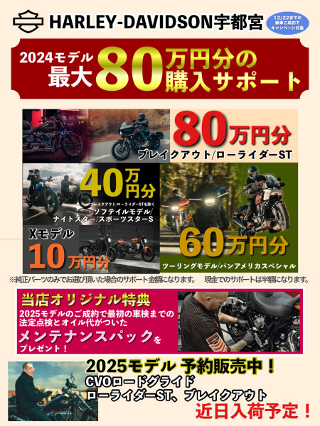 最大80万円の購入サポート | Harley-Davidson® 宇都宮