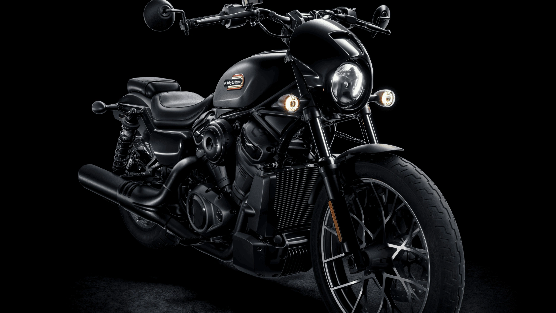 2025 Harley-Davidson Nightster S in black shown in studio lighting with modern cruiser styling.
