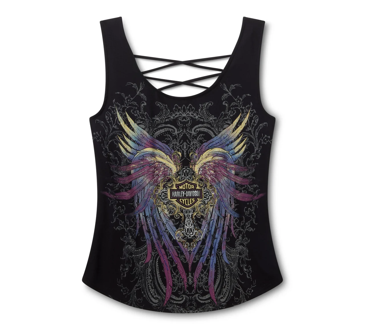 Ženska majica Bling H-D® Moto Wings Laced Back