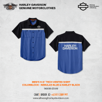 Men's H-D® TECH Vented Shirt - Colorblock - Nebulas Blue & Harley Black