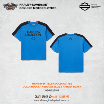 Men's H-D® TECH Coolmax® Tee - Colorblock - Nebulas Blue & Harley Black