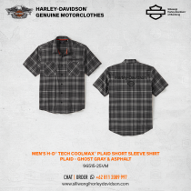 Men's H-D® TECH Coolmax® Plaid Short Sleeve Shirt - Plaid - Ghost Gray & Asphalt