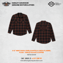 Men's Bar & Shield Buffalo Check Flannel - Plaid - Harley Black & Coffee