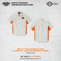 Men's H-D® TECH Colorblock Shirt - Cloud Dancer & Harley Orange