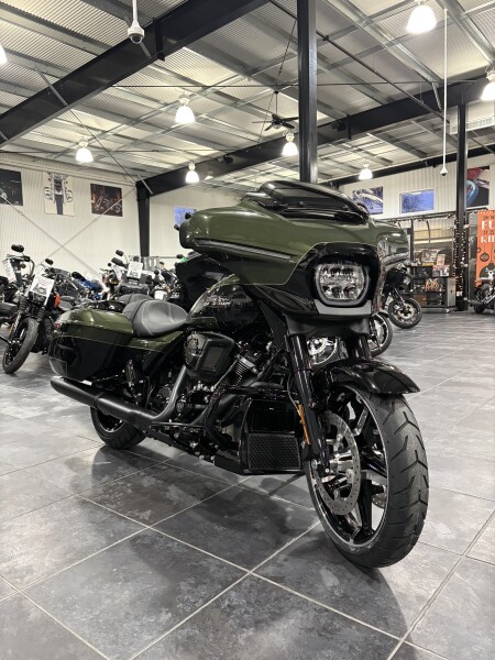2026 Street Glide in Olive STL MTL/BLK finish
