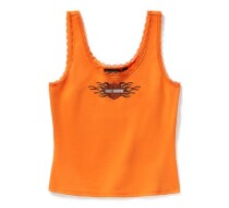 Women's Vintage Flames Bling Lace Trim Tank