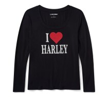Women's Bling I Love Harley Long Sleeve Tee