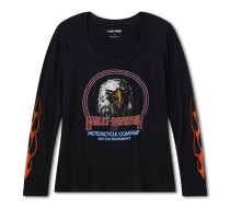 Women's Bling Flaming Iron Eagle Long Sleeve