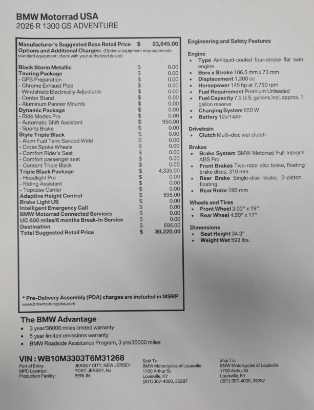2026 BMW Motorrad R 1300 GS Adventure | $2,500 Cash Rebate, photo 2