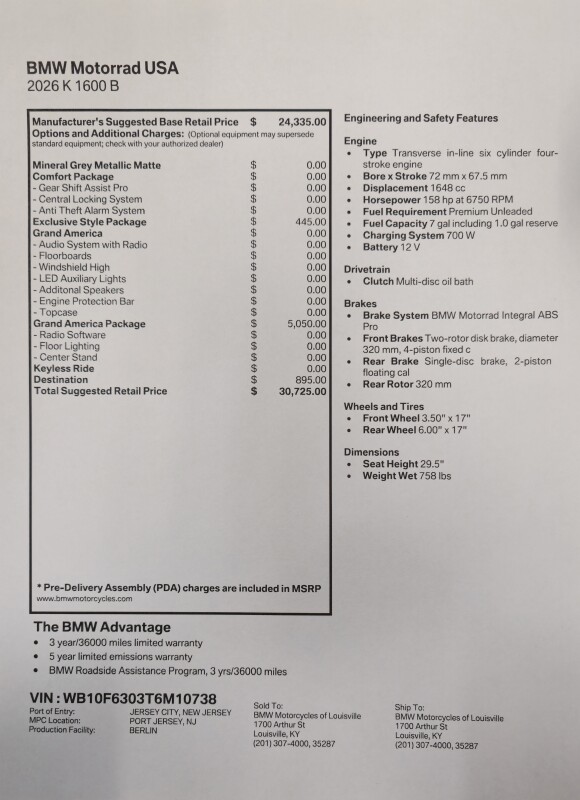 2026 K1600B Grand America | $1,000 Cash Rebate, photo 2