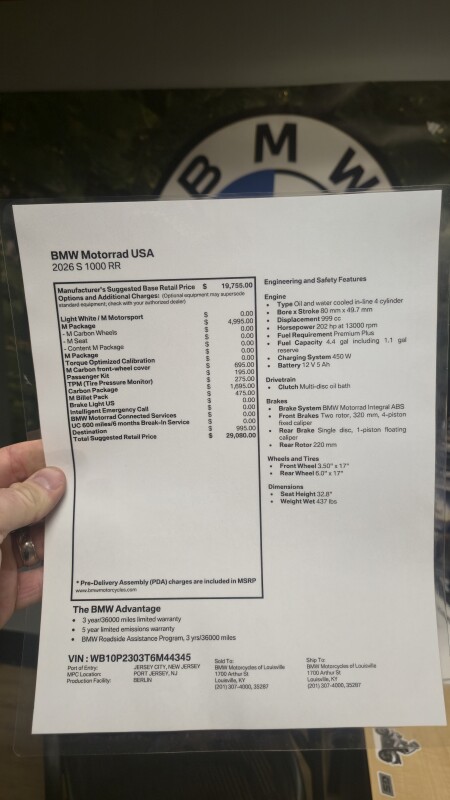 2026 BMW Motorrad S 1000 RR | $1,000 Cash Rebate, photo 2