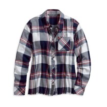 Women's Raw Hem Plaid Shirt