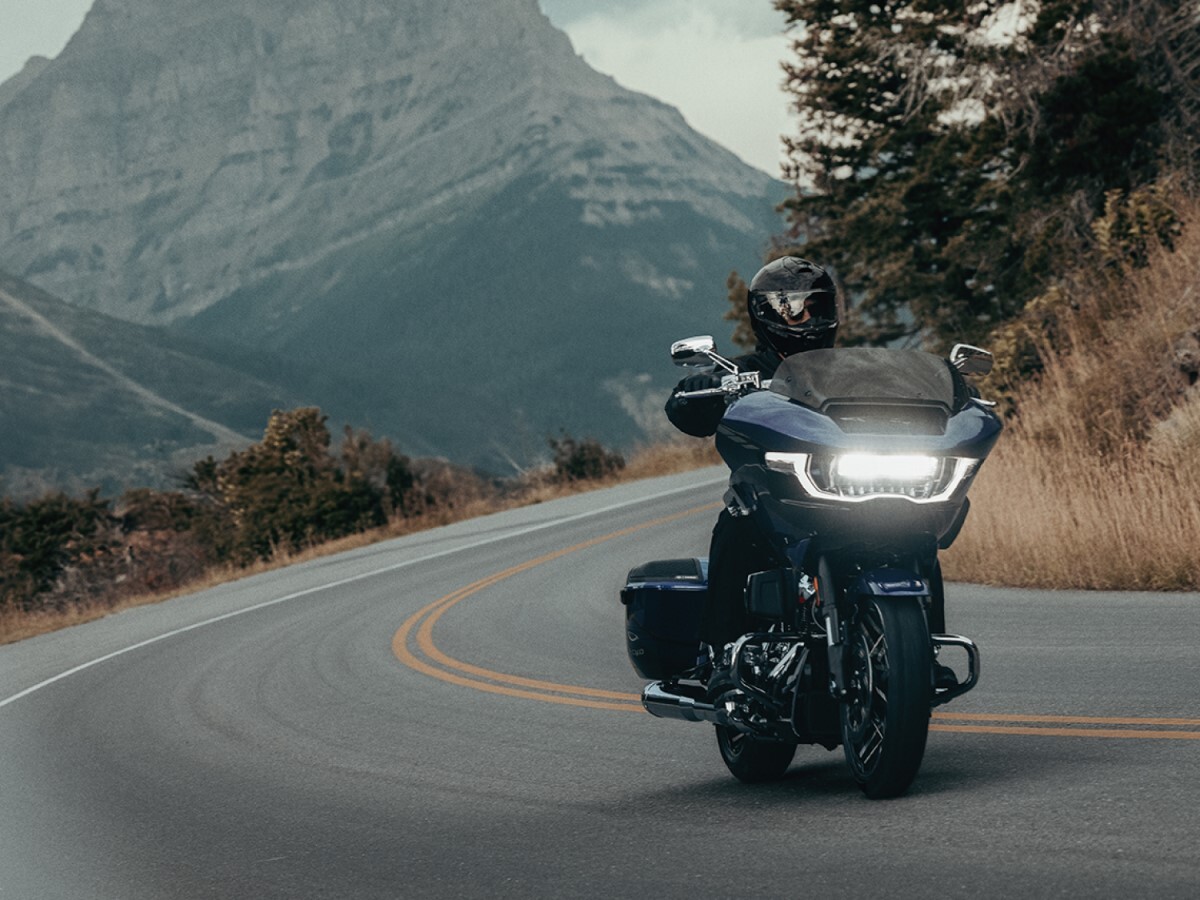 New Harley-Davidson motorcycle in motion
