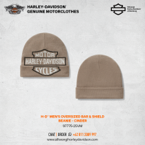 Men's Oversized Bar & Shield Beanie - Cinder