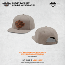 Men's Leather Bar & Shield Switchback Adjustable Cap