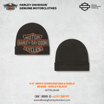 Men's Oversized Bar & Shield Beanie - Harley Black