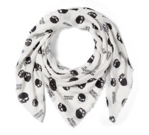 Ženska marama Willie G Skull Shawl - Print - Cloud Dancer & Harley Black