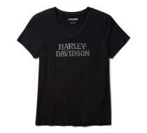 Ženska majica Willie G Skull Bling V-neck - Harley Black